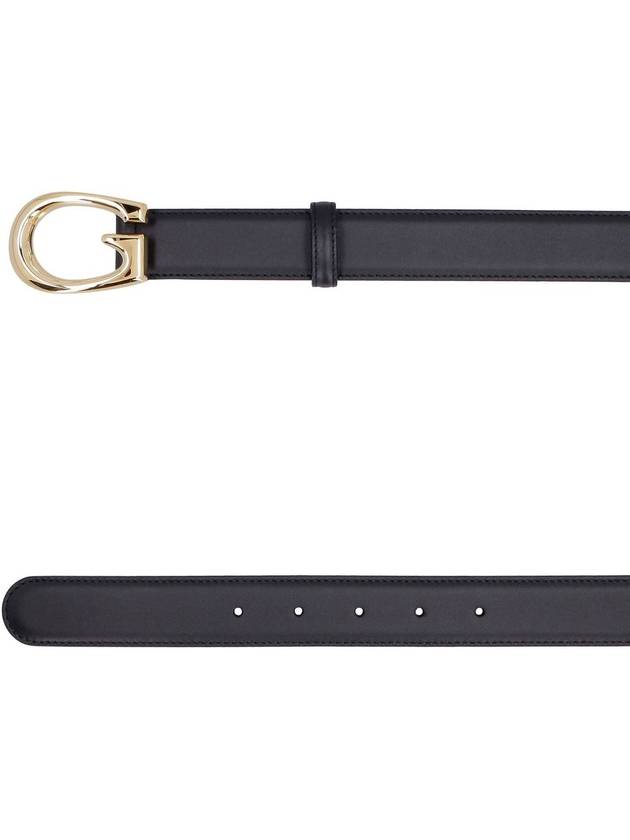 G Buckle Thin Leather Belt Black - GUCCI - BALAAN 4