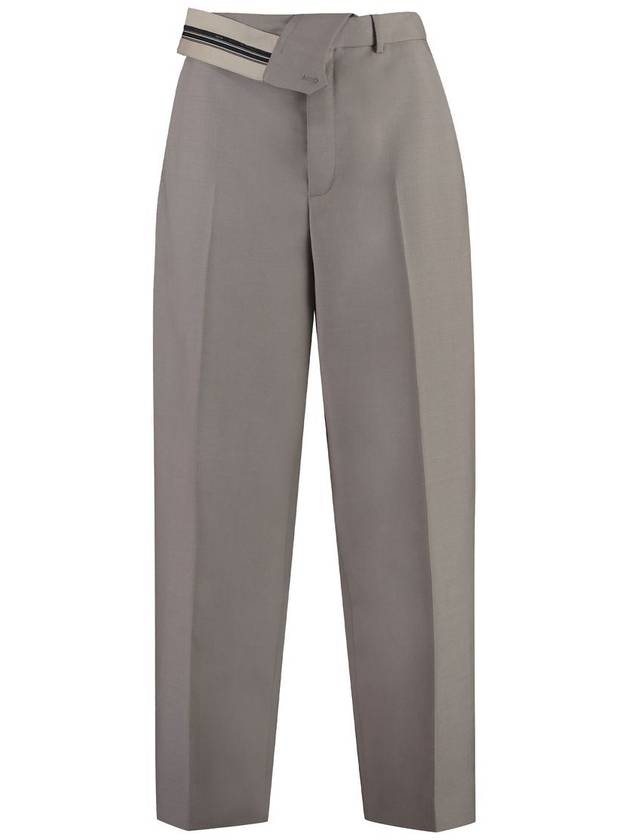 Mohair Wool Carrot Fit Straight Pants Grey - FENDI - BALAAN 2