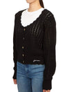 Lace Low One-Neck Cardigan Black - GANNI - BALAAN 4