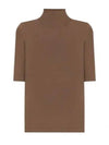 Gigi High Neck Virgin Wool Knit Top Camel Brown - MAX MARA - BALAAN 1