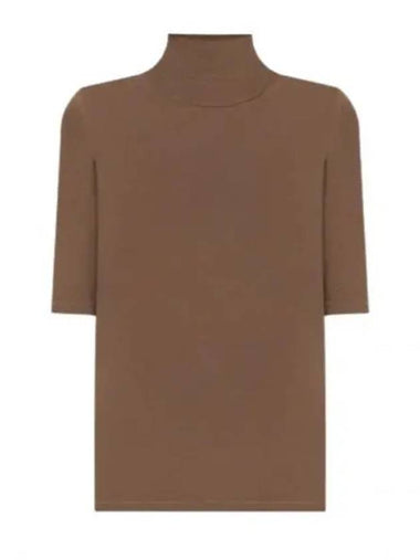 Gigi High Neck Virgin Wool Knit Top Camel Brown - MAX MARA - BALAAN 1