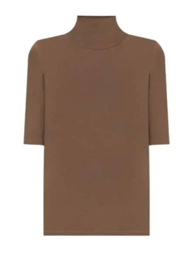 Gigi High Neck Virgin Wool Knit Top Camel Brown - MAX MARA - BALAAN 1