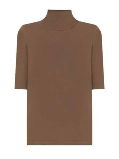 Gigi High Neck Virgin Wool Knit Top Camel Brown - MAX MARA - BALAAN 2