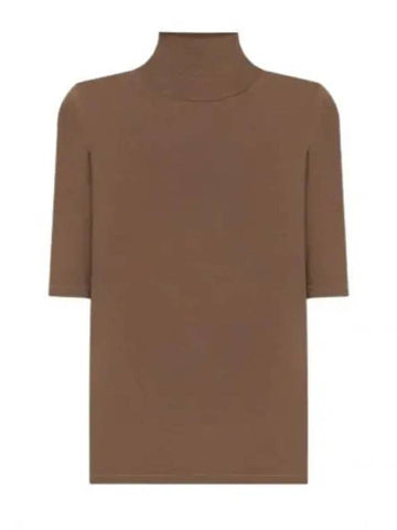 Gigi High Neck Virgin Wool Knit Top Camel Brown - MAX MARA - BALAAN 1