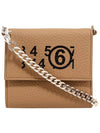MM6 Numbering Chain Strap Flap Halfwallet Brown - MAISON MARGIELA - BALAAN.