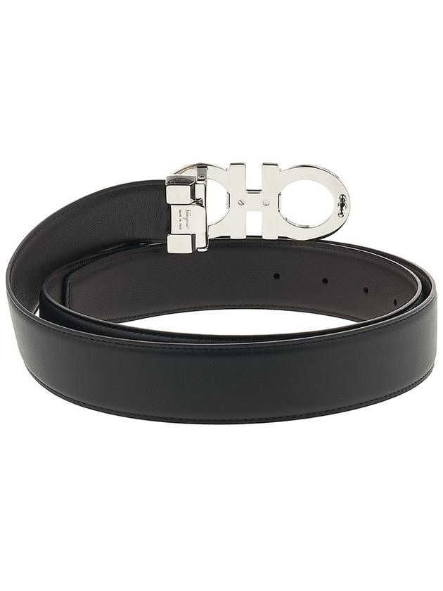 Reversible Gancini Leather Belt Black - SALVATORE FERRAGAMO - BALAAN 5