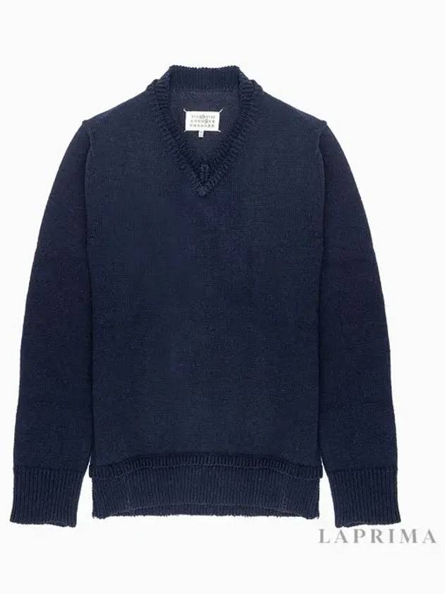 Men's 4 Stitch Elbow Patch Knit Top Navy - MAISON MARGIELA - BALAAN 5