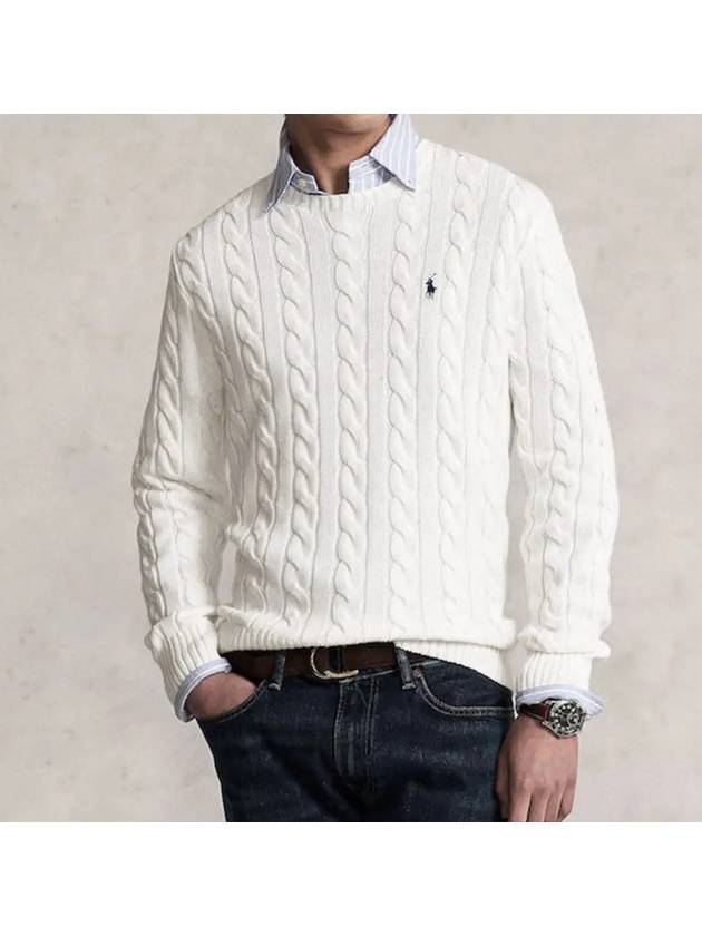 Embroidery Logo Cable Knit Top White - POLO RALPH LAUREN - BALAAN 3