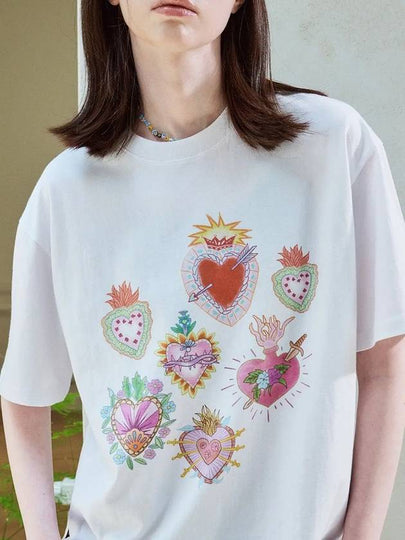 DTP Folk Hearts Short Sleeve T Shirt White - CPGN STUDIO - BALAAN 2