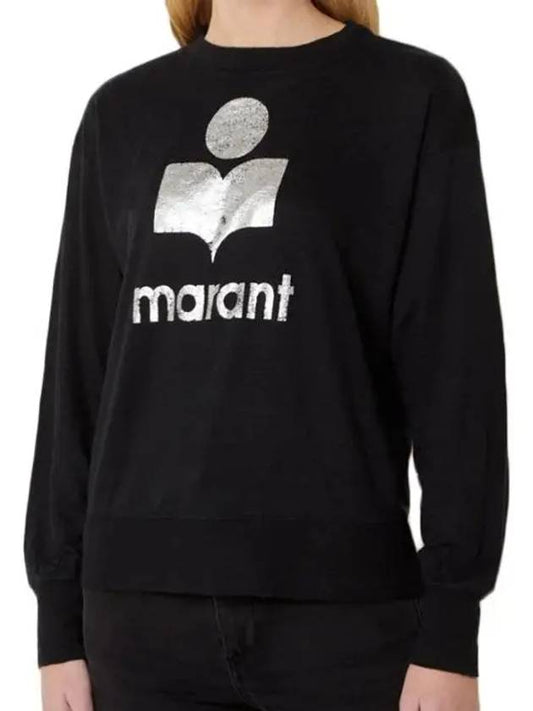 Logo Print Crew Neck Linen Sweatshirt Black - ISABEL MARANT ETOILE - BALAAN 2