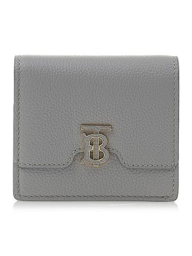 Grainy Leather TB Half Wallet Grey - BURBERRY - BALAAN 1