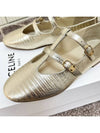 Les Double Strap Lizard Stamping Metallic Calfskin Ballerinas Silver - CELINE - BALAAN 5