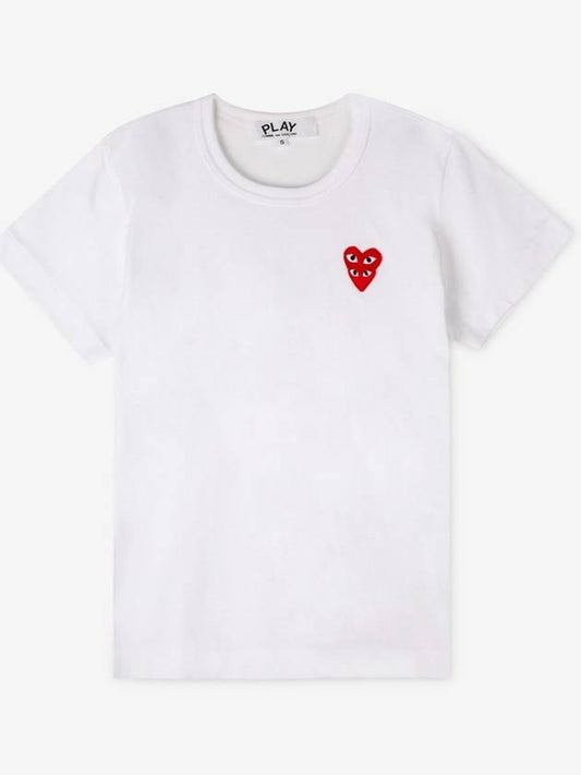 Women s Double Heart Wappen White Short Sleeve T Shirt AZ T287 051 2 - COMME DES GARCONS - BALAAN 2