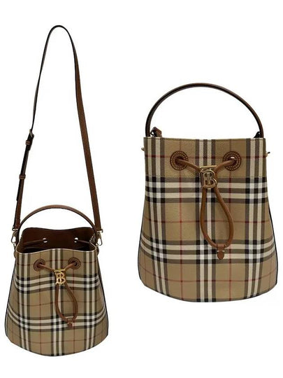 TB Leather Small Bucket Bag Beige - BURBERRY - BALAAN 2