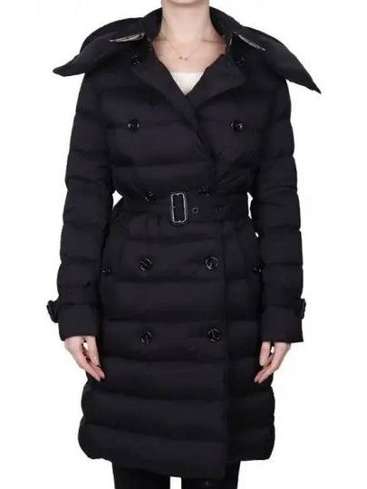 Women's Double Breasted Hooded Padded Black - BURBERRY - BALAAN 2