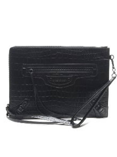 Crocodile Strap Clutch Bag Black - BALENCIAGA - BALAAN 1