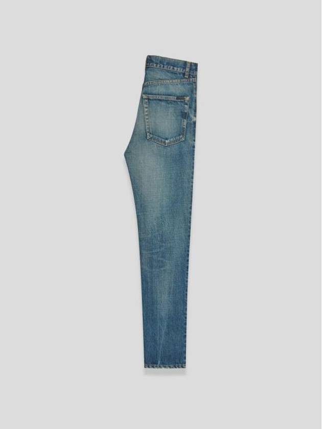 Logo Patch High Waist Jeans Blue - SAINT LAURENT - BALAAN 3