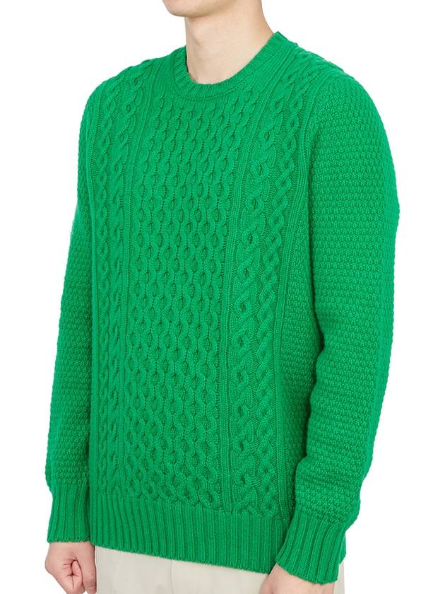 Crew Neck Lambswool Knit Top Green - DRUMOHR - BALAAN 3