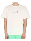 Slogan Logo Print Short Sleeve T-Shirt Ivory - MSGM - BALAAN 3