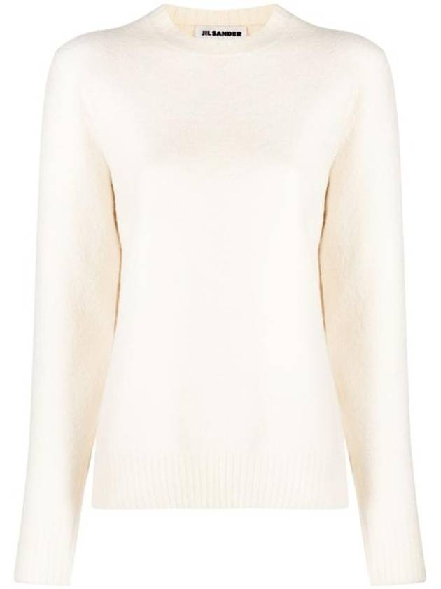 Wool Long Sleeve Knit Top White - JIL SANDER - BALAAN 1