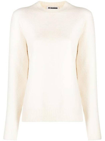 Wool Long Sleeve Knit Top White - JIL SANDER - BALAAN 1