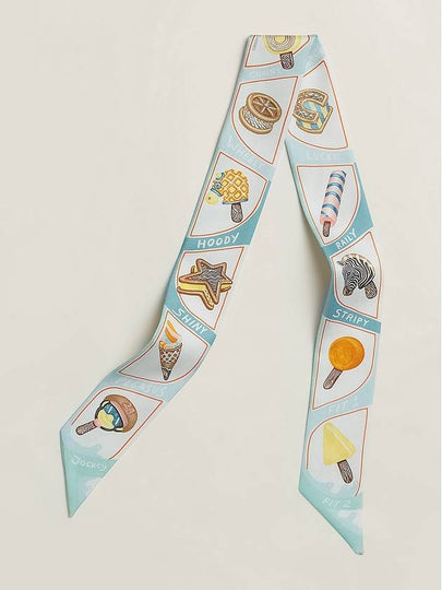 Funny Ice Cream Twilly Scarf Aqua - HERMES - BALAAN 2