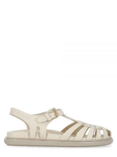 Leather Flat Sandals Beige - MARNI - BALAAN 2