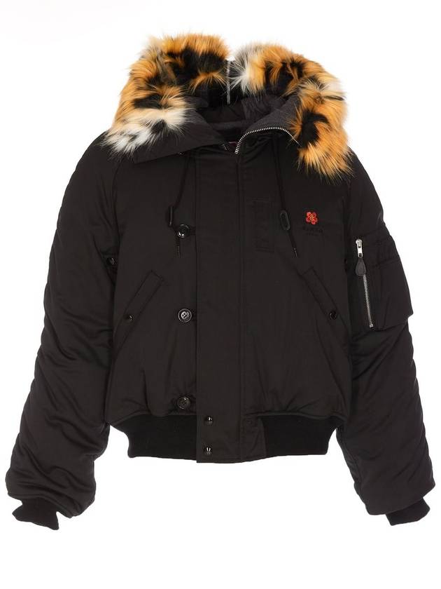 Boke Flower Fur Bomber Jacket Black - KENZO - BALAAN 2