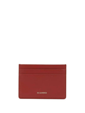 Logo Print Leather Card Wallet Red - JIL SANDER - BALAAN 1