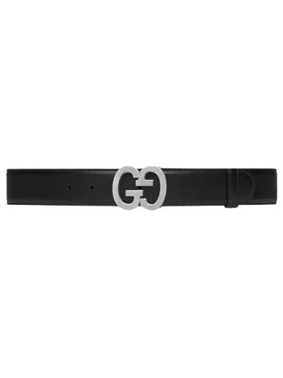 GG Buckle Wide Leather Belt Black - GUCCI - BALAAN 2