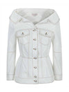 Open Neck Denim Jacket White - ALEXANDER MCQUEEN - BALAAN 1