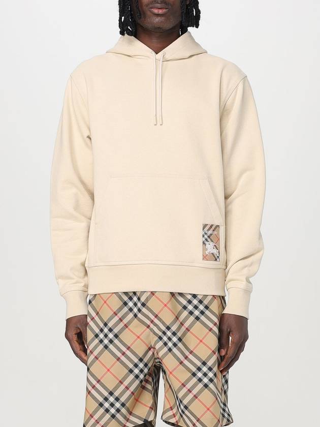 Check Label Cotton Hoodie Nutmeg - BURBERRY - BALAAN 2