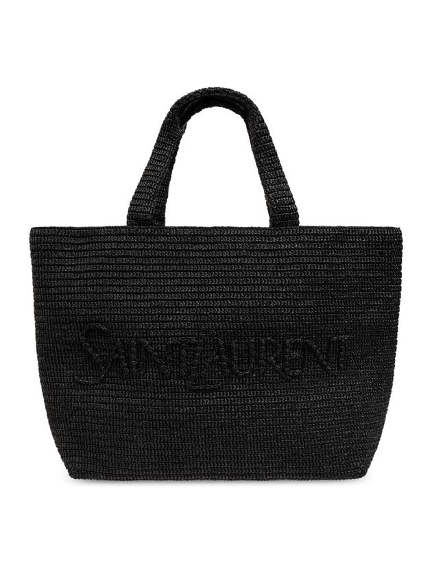 Raffia Tote Bag Black - SAINT LAURENT - BALAAN 1