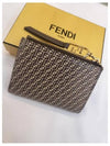 FF logo calfskin zipper halfwallet brown - FENDI - BALAAN.