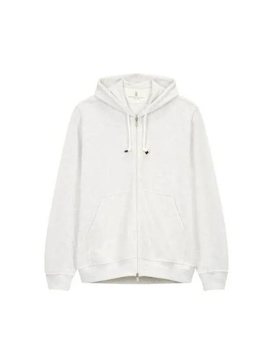 Men s Easy Cotton Hooded Zip Up Oatmeal - BRUNELLO CUCINELLI - BALAAN 1