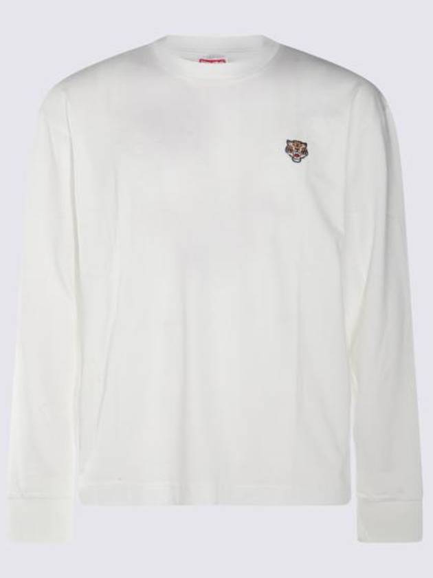 Lucky Tiger Embroidery Long Sleeve T-Shirt Off White - KENZO - BALAAN 1