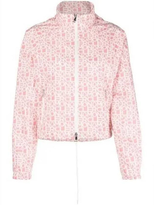 Women's Alose Logo Print Zip-up Jacket Pink White - MONCLER - BALAAN 2