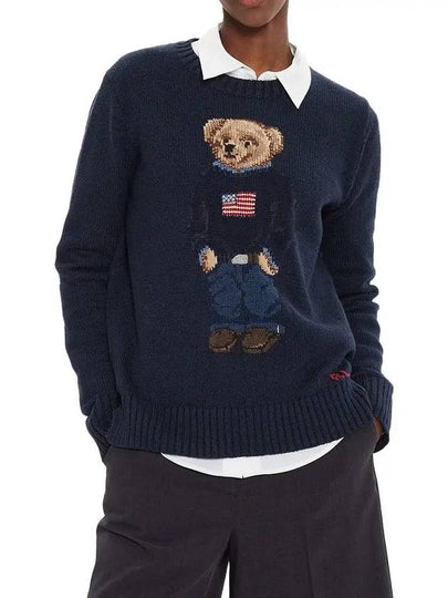 Bear Crew Neck Knit Top Navy - POLO RALPH LAUREN - BALAAN 2