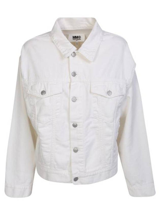 Cut-Out Cotton Denim Jacket White - MAISON MARGIELA - BALAAN 1