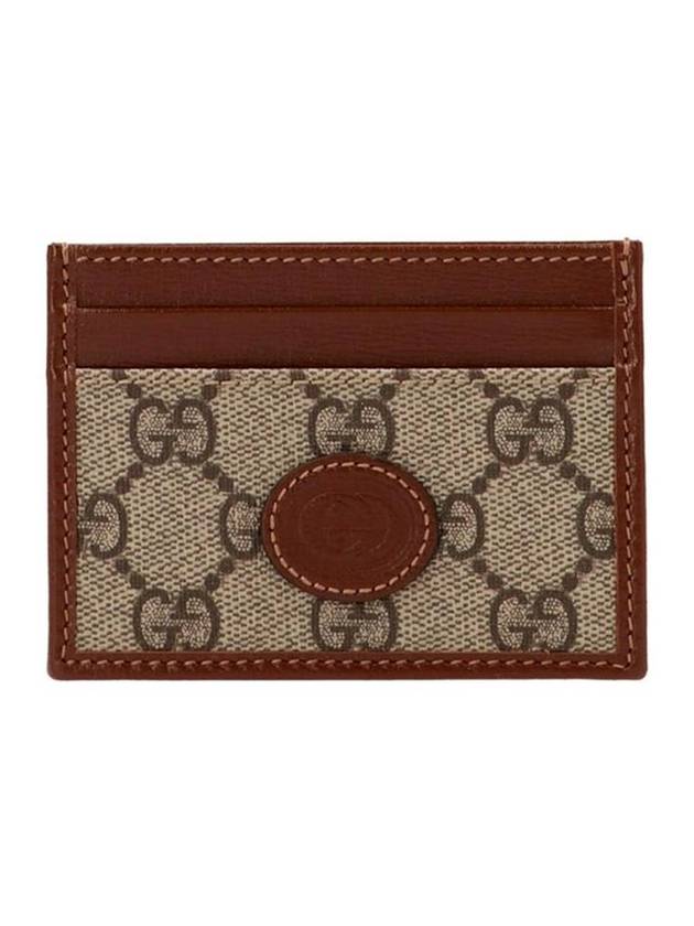 Interlocking G Card Case Beige Ebony Brown - GUCCI - BALAAN 1