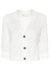 Cotton Shrunken Cardigan White - TORY BURCH - BALAAN 2