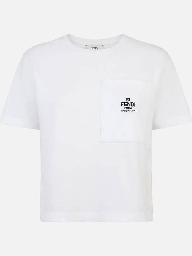 Roma Pocket Short Sleeve T-Shirt White - FENDI - BALAAN 4