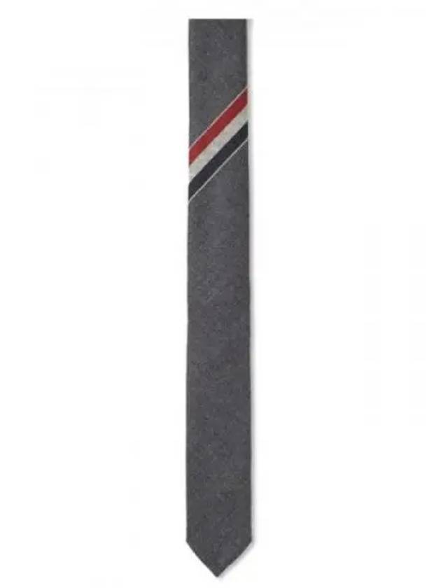 Three-Line Engineer Stripe Wool  Neck Tie Dark Grey - THOM BROWNE - BALAAN 2