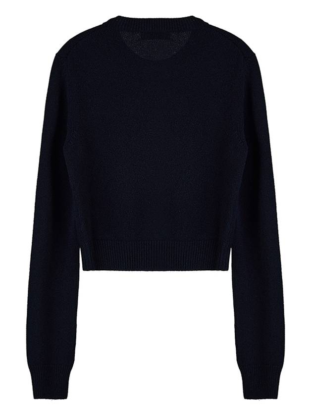 Women's Logo Cashmere Knit Top Blue - MIU MIU - BALAAN.