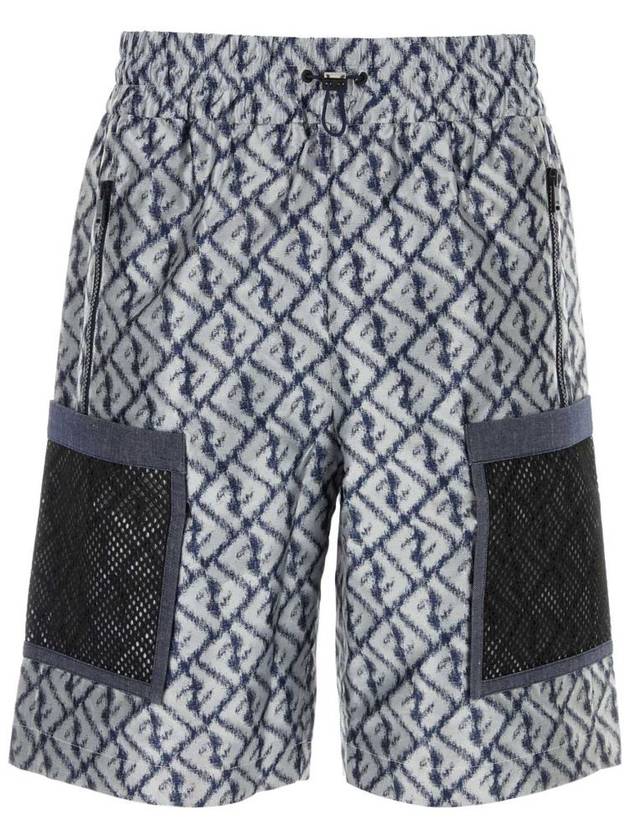 Embroidered Logo Bermuda Shorts White Blue - FENDI - BALAAN 2