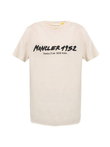 Genius 1952 Logo Short Sleeve T-Shirt Beige - MONCLER - BALAAN 1