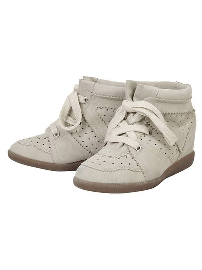 Bobby Wedge Suede High Top Sneakers Chalk - ISABEL MARANT - BALAAN 2