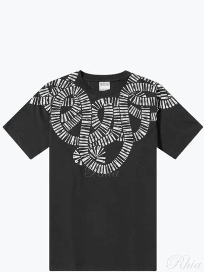 Snake Logo Print Regular Cotton Short Sleeve T-Shirt Black - MARCELO BURLON - BALAAN 2