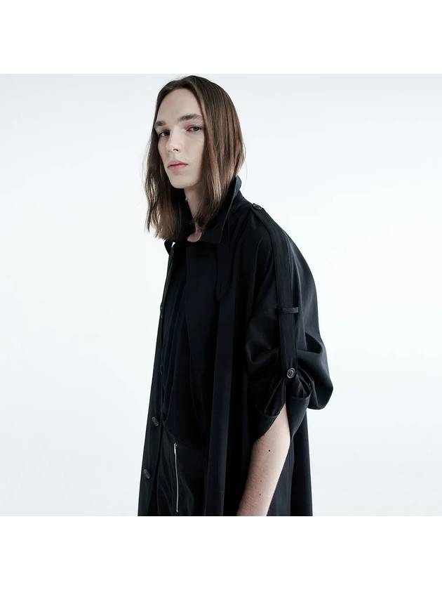 Asymmetric Layered Mac Coat Black - NOIRER - BALAAN 1