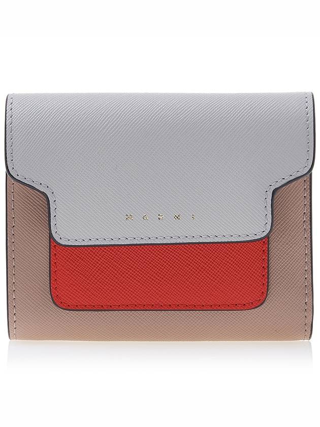 Saffiano Tri-Fold Half Wallet Grey - MARNI - BALAAN 2